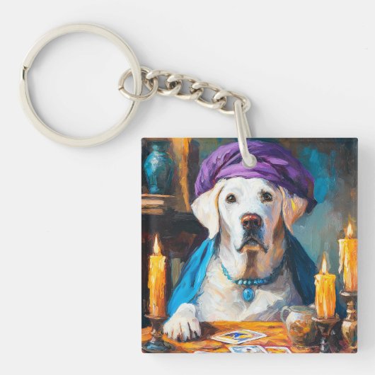 神秘的な教会 | おもしろい占い犬 キーホルダー (正面)