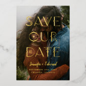 神秘的な日付の保存タイポグラフィ 箔招待状 (正面)