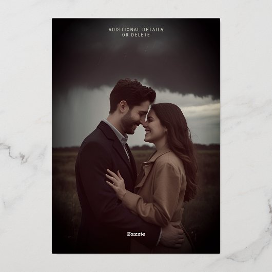 神秘的な日付を保存する写真ロマンチックなゴシック色の暗い 箔シーズンカード (裏面)