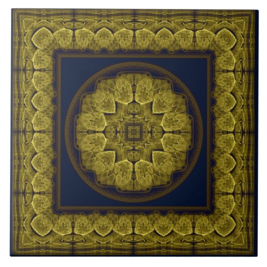 神秘的な明るいフラクタルオーナメント タイル (正面)