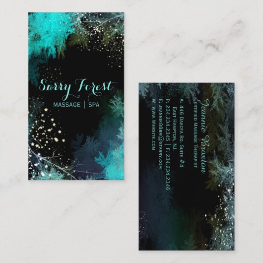神秘的な星空の森マッサージセラピー名刺 名刺 (正面/裏面)