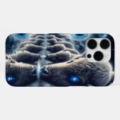 神秘的な星空の風景の中の天上のバッファロー iPhoneケース (裏面横)