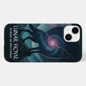神秘的な星雲の月と銀河オオカミのシルエット Case-Mate iPhoneケース (裏面 (横))