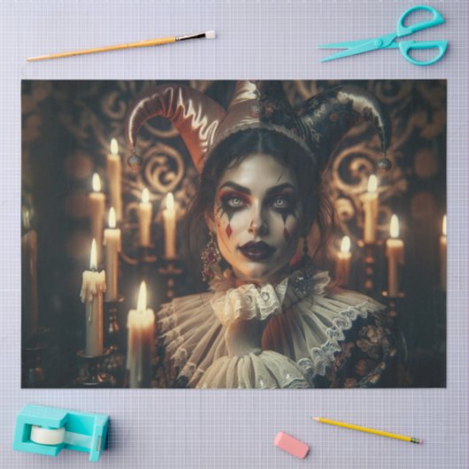 神秘的な暗いハーレクイン明るい目のデコパージュ 薄葉紙 (クラフト)