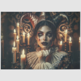 神秘的な暗いハーレクイン明るい目のデコパージュ 薄葉紙