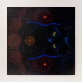 神秘的な暗い天体ブラックキャットファンタジーアート ジグソーパズル (横)