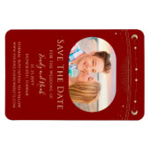 神秘的な暗い赤金ゴールド太陽の月の星天空 マグネット (横)