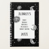 神秘的な月と太陽の日刊予算 プランナー手帳 (正面)