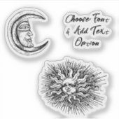 神秘的な月と日 シール (正面)