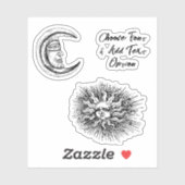 神秘的な月と日 シール (シート)