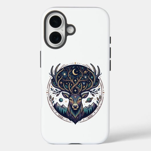 神秘的な月と星の芸術的な牡鹿デザイン Case-Mate iPhoneケース (裏面)