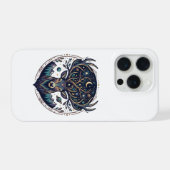 神秘的な月と星の芸術的な牡鹿デザイン iPhoneケース (裏面横)