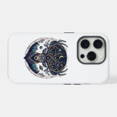 神秘的な月と星の芸術的な牡鹿、セレステリアスディアー iPhoneケース (裏面横)