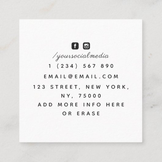 神秘的な月の手の密教癒のエネルギー スクエア名刺 (裏面)