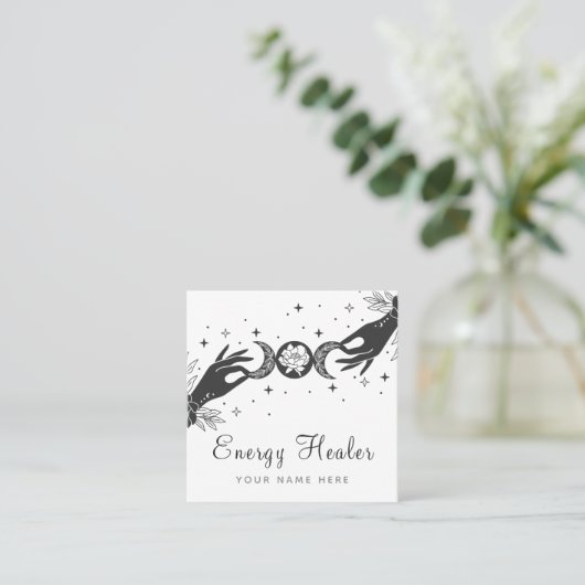 神秘的な月の手の密教癒のエネルギー スクエア名刺 (スタンド正面)