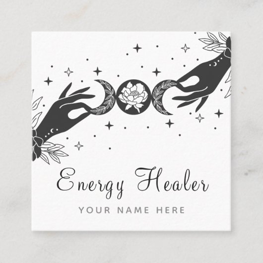 神秘的な月の手の密教癒のエネルギー スクエア名刺 (正面)