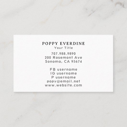 神秘的な月の星の星占いヨガ 名刺 (裏面)