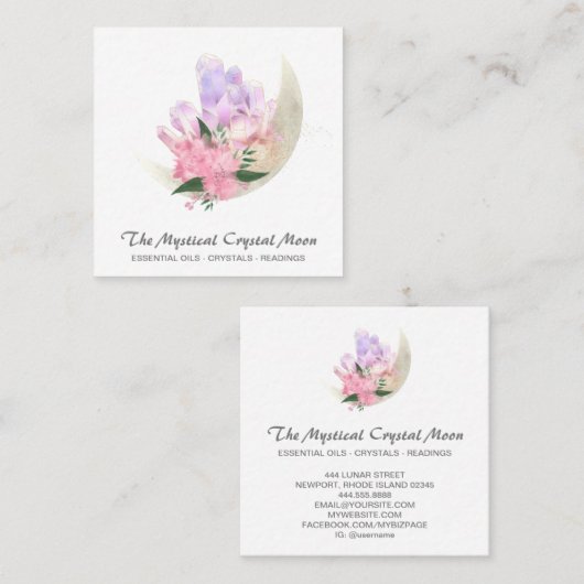 *~*神秘的な月の結晶フローラ宇宙グリッターSq スクエア名刺 (正面/裏面)