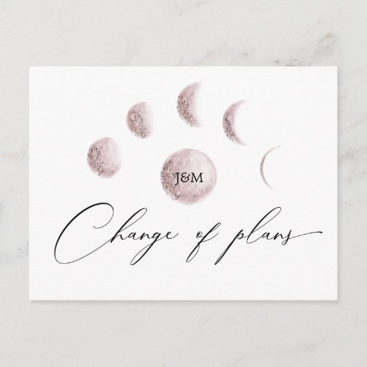 神秘的な月の赤面ピンクのプランの結婚変更 ポストカード (正面)