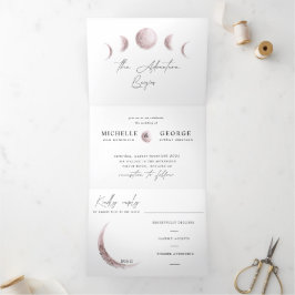 神秘的な月の赤面結婚ズ 三つ折り招待状