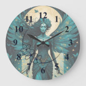 神秘的な月明かりの妖精 ラージ壁時計 (正面)