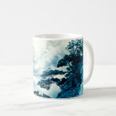 神秘的な月明かりの山の風景 コーヒーマグカップ (正面右)