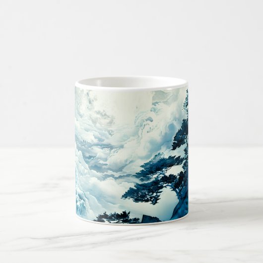神秘的な月明かりの山の風景 コーヒーマグカップ (中央)