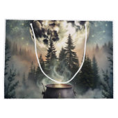神秘的な月明かりの森の魔法鍋 -魔女の魔法アート ラージペーパーバッグ (裏面)