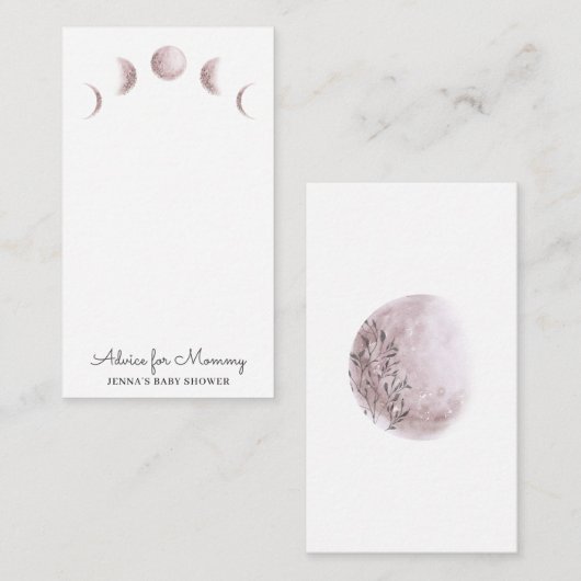 神秘的な月相赤面ベビーシャワーアドバイスカード エンクロージャーカード (正面/裏面)