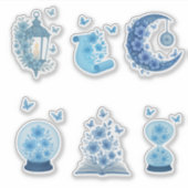 神秘的な月、ランタン&クリスタルボール シール (正面)