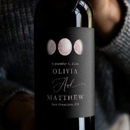 神秘的な月。繊細エレガントな黒結婚色 ワインラベル