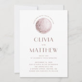 神秘的な月 | 赤面ピンクシナ結婚ルQR 招待状 (正面)