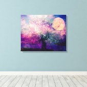 神秘的な木と夜の月 キャンバスプリント (インサイチュ (ウッドフロア))