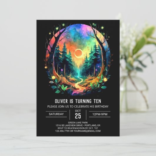 神秘的な木材を魅了した誕生日 招待状 (スタンド正面)