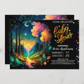 神秘的な木材グローブ魔法ベビーシャワー 招待状 (正面/裏面)