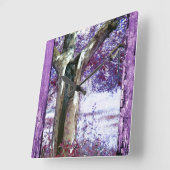 神秘的な木 スクエア壁時計 (傾斜)