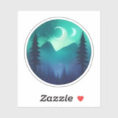 神秘的な松の上の二重の月 シール (シート)