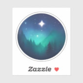 神秘的な松の上の星空の夜 シール (シート)