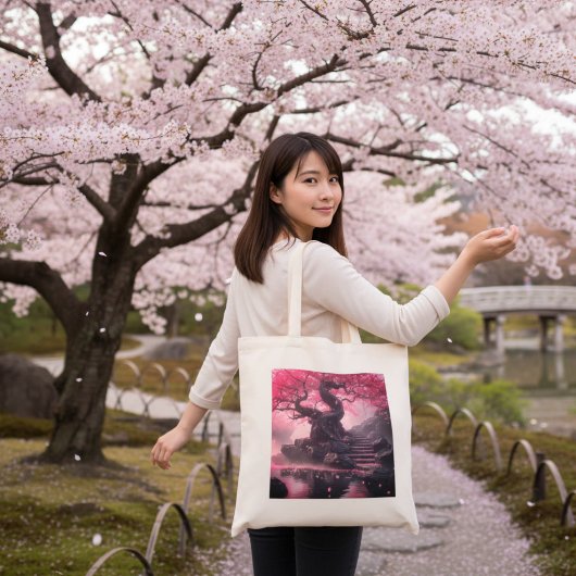 神秘的な桜の小径 - 魔法の階段 トートバッグ