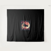 神秘的な桜ナイト_満月の黒猫 タペストリー (正面(横))