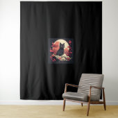 神秘的な桜ナイト_満月の黒猫 タペストリー (インサイチュ)