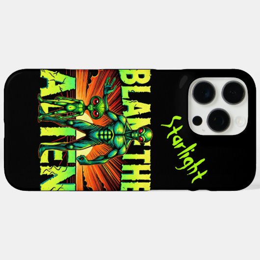 神秘的な森の中でエイリアンを非難する Case-Mate iPhoneケース (裏面 (横))