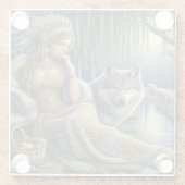 神秘的な森の中の月に照らされた魅力溢れる街 ガラスコースター (裏面)