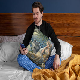 神秘的な森の中の月に照らされた魅力溢れる街 クッション