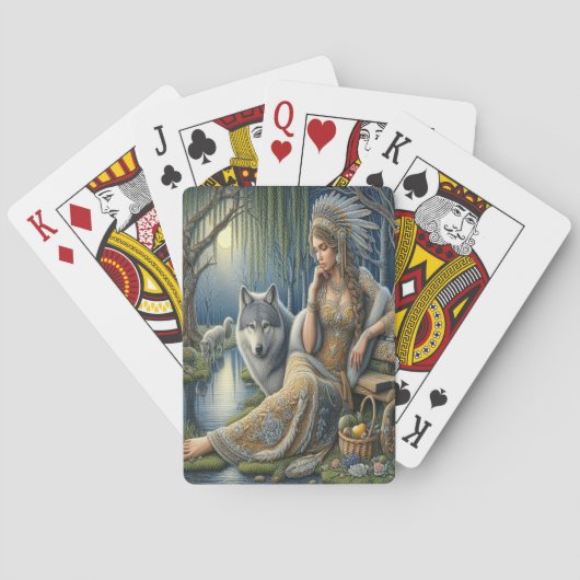 神秘的な森の中の月に照らされた魅力溢れる街 トランプ (裏面)