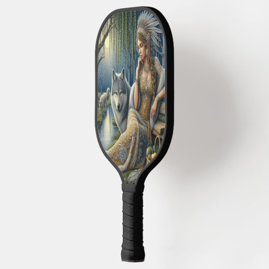 神秘的な森の中の月に照らされた魅力溢れる街 ピックルボールラケット (左)
