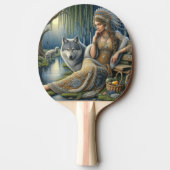 神秘的な森の中の月に照らされた魅力溢れる街 卓球ラケット (裏面)