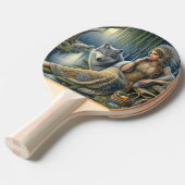 神秘的な森の中の月に照らされた魅力溢れる街 卓球ラケット (正面アングル)