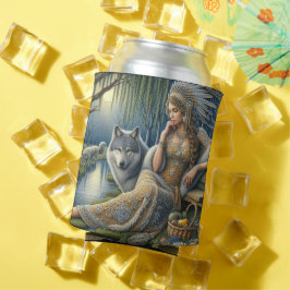 神秘的な森の中の月に照らされた魅力溢れる街 缶クーラー