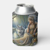 神秘的な森の中の月に照らされた魅力溢れる街 缶クーラー (缶正面)